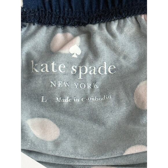 Kate Spade NY Pajama Set Womens L Blue Pink Polka Dot 2Pc Comfy Sleepwear NWT - Picture 5 of 12
